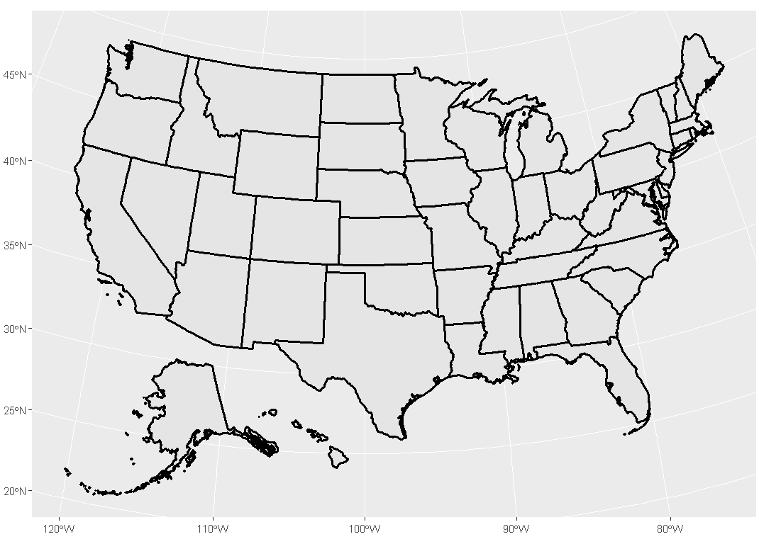 美国地图简笔画轮廓图片