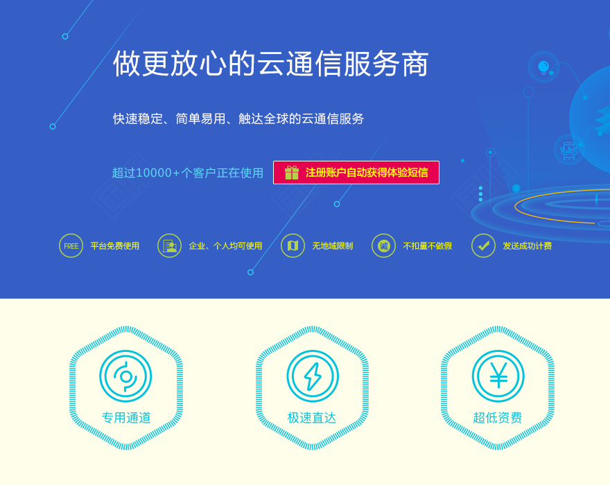 账号开通, 云通信, 短信, 验证码, 通知, 营销短信, 短信接口