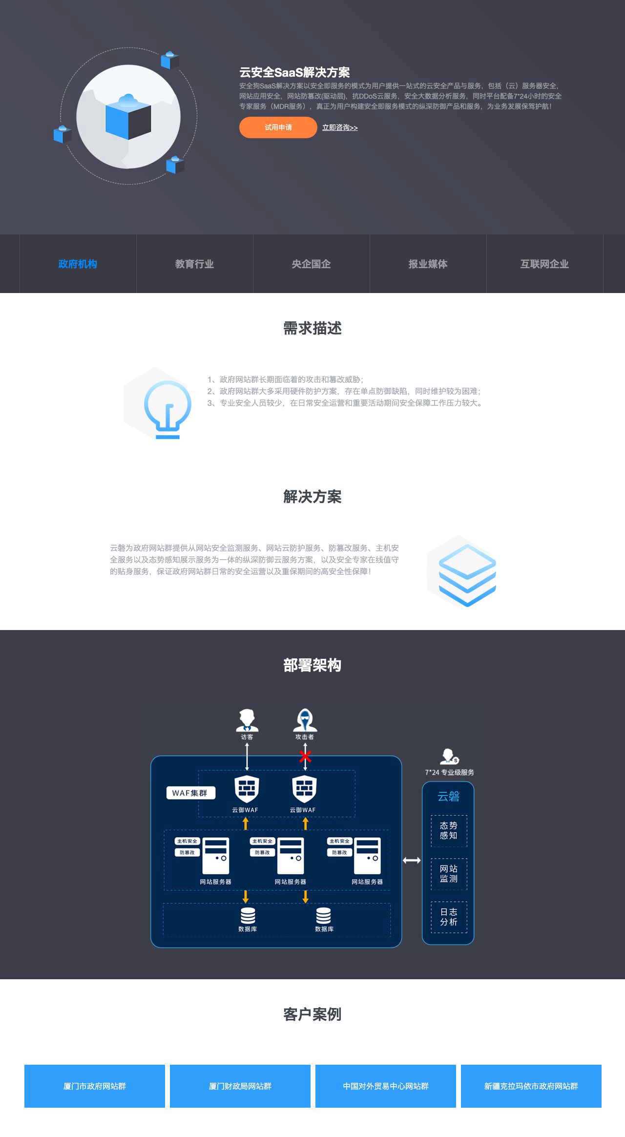 一站式服务器网站安全服务_公有云SaaS安全解决方案-安全狗-解决方案介绍