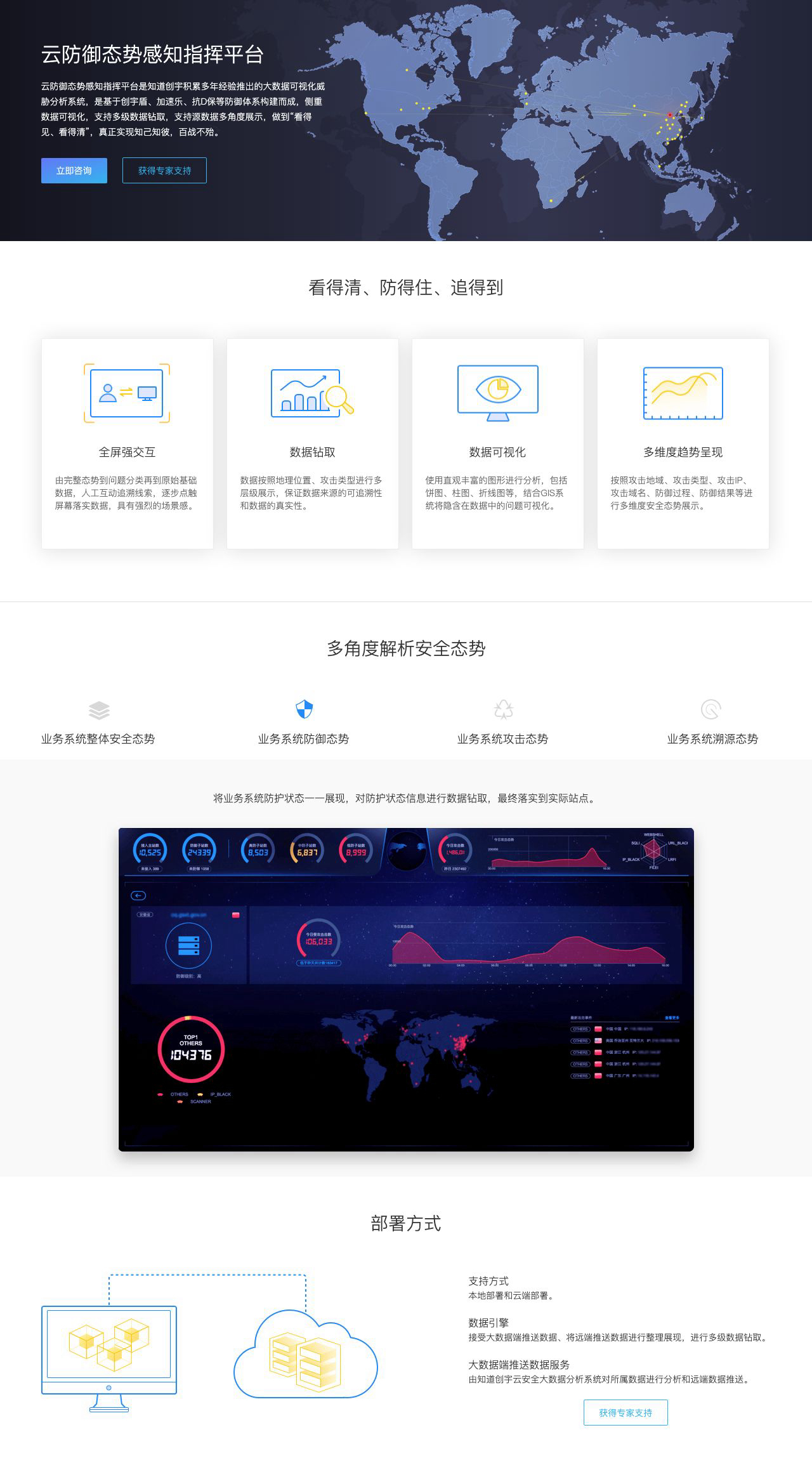 云防御态势感知指挥平台|知道创宇云安全-解决方案介绍