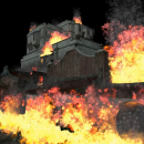 用Godot游戏引擎，制作大火吞噬房屋的场景